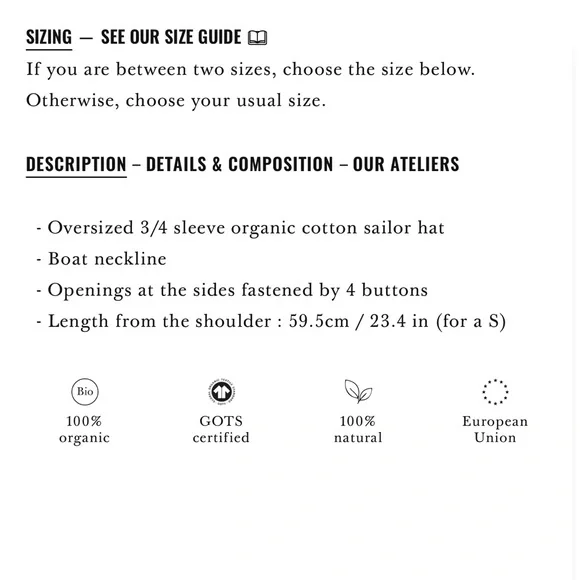 Sezane Navy and Cream Striped Long-Sleeve Button-Side Top - Picture 12 of 16